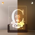 Gepersonaliseerde Schattige Bosdier Ster Wolk Acryl LED Nachtlampje met Houten Basis Naam Initiaal Verjaardag Kinderfeest Cadeau voor Jongens Meisjes