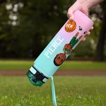 Personalized Cartoon Basketball Boy 32 oz Gradient Sport Water Bottle with Name and Time Marker Match Day Birthday Gift for Gym Sports Lovers