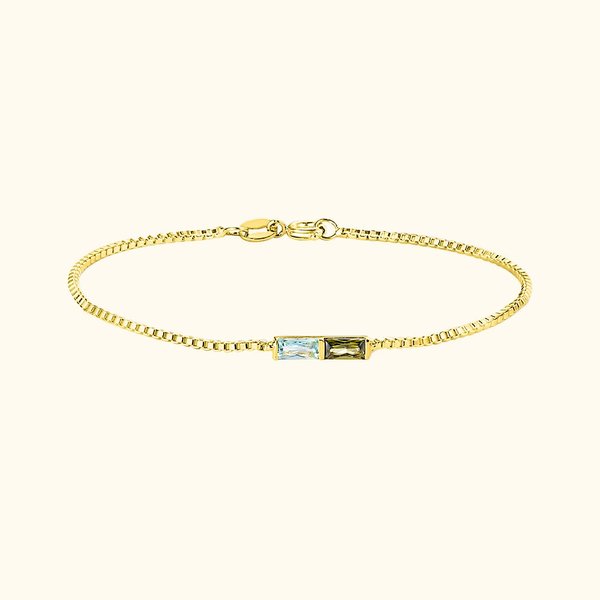Bracelet Personnalisé 1-8 Pierres de Naissance Rectangulaires Bijoux d'Anniversaire Fête des Mères Cadeau pour Femme