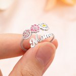 Personalizado 1-6 Flores de Colores de Nacimiento Anillo Ajustable con Nombre Dainty Jewelry Birthday Anniversary Gift for Mom Grandma