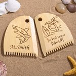 Personalized Shark Sea Turtle Design Wooden Surfboard Wax Comb with Engraved Text Birthday Gift for Surfing Lovers