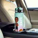 Personalized Cartoon Basketball Boy 32 oz Gradient Sport Water Bottle with Name and Time Marker Match Day Birthday Gift for Gym Sports Lovers