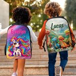 Personalised Cartoon Dinosaur Fantasy Unicorn Backpack Lunch Bag Pencil Case Set with Name Back to School Birthday Gift for Boys Girls