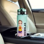 Bottiglia d'acqua sportiva motivazionale a prova di perdite da 32 oz con nome e indicatore del tempo, regalo per gli amanti del basket.