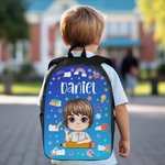 Gepersonaliseerde Multicolor Rainbow Boek Cartoon Karakter Rugzak Lunch Tas Pencil Case Set met Naam Terug naar School Verjaardagscadeau voor Jongens Meisjes