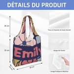 Sac Fourre-Tout Perosnnalisé avec Motif de Fleur Danois Nom Anniversaire Cadeau d'Anniversaire pour Femme