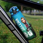 Personalised Cartoon Fitness Character Name 32 oz Gradient Water Bottle with Time Marker Motivational Birthday Sports Gift for Women Fitness Lovers