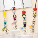 Personalised Apple Notebook Pencil Cartoon Character Detachable Lanyard with Key Ring and Text Funny Appreciation Back to School Gift for Teacher