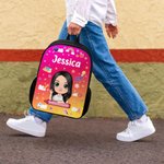 Gepersonaliseerde Multicolor Rainbow Boek Cartoon Karakter Rugzak Lunch Tas Pencil Case Set met Naam Terug naar School Verjaardagscadeau voor Jongens Meisjes