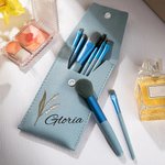 Personalized Watercolor Birth Flower Makeup Brush Bag with 8 Pcs Makeup Brushes Birthday Wedding Christmas Gift for Her