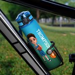 Personalized Cartoon Basketball Boy 32 oz Gradient Sport Water Bottle with Name and Time Marker Match Day Birthday Gift for Gym Sports Lovers