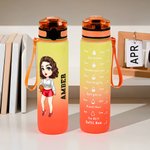 Personalisierte Gradient Cartoon Basketball Volleyball Fußball Mädchen 32 oz Leakproof Motivationswasserflasche mit Name Maker Geschenk für Gym Sportliebhaber