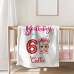 Gepersonaliseerde ballon nummer Happy Birthday Cartoon Kid zachte deken met naam Home Decor Verjaardagscadeau voor jongens meisjes