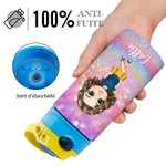 Gourde Isotherme 350 ml Personnalisée avec Nom et Personnage Fantastique Motif Cartoon avec Poignée et Paille Cadeau Anniversaire pour Garçon et Fille
