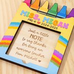 Personalized Crayon Rainbow Text and Grade Wood Sticky Note Holder with Sticky Notes Back to School Appreciation Gift for Teachers