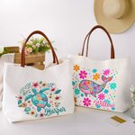 Personalizzato floreale tartaruga cavalluccio marino balena delfino Tela Tote Bag con nome e manico in pelle Festa regalo di compleanno per le donne