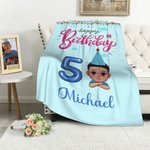 Gepersonaliseerde ballon nummer Happy Birthday Cartoon Kid zachte deken met naam Home Decor Verjaardagscadeau voor jongens meisjes