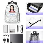 Personalized Floral Bow Cartoon Crayon Character Kid Backpack with Name and Side Pockets Birthday Back to School Gift for Boys Girls