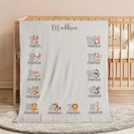 Personalized Cute Animal Monthly Milestone Blanket with Name Photo Prop Birthday Baby Shower Gift for Newborns