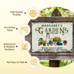 Gepersonaliseerde Cartoon Character Vintage Garden Metal Sign met naam Tuin Decor Housewarming Verjaardagscadeau voor oma mama tuinieren liefhebbers