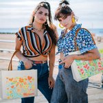 Personalizzato floreale tartaruga cavalluccio marino balena delfino Tela Tote Bag con nome e manico in pelle Festa regalo di compleanno per le donne