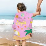 Asciugamano da spiaggia con cappuccio personalizzato con nome e modelli frutte animali marini spiggia regalo di vacanze estive per bambini e ragazzi