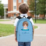 Personalized Floral Bow Cartoon Crayon Character Kid Backpack with Name and Side Pockets Birthday Back to School Gift for Boys Girls