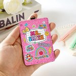 Gepersonaliseerde schattige boog potlood PU lederen ID Badge houder met tekst en sleutelkoord terug naar school Waardering Teacher's Day Gift voor leerkracht