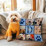 Personalisierter Mehrfarbiger Kissenbezug mit Pfotenabdruck Haustierfotos Namen Initiale Haus Deko Geburtstagsgeschenk für Tierliebhaber Besitzer