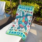 Spersonalizowany ręcznik plażowy z imieniem Żółw Konik Morski Wieloryb Delfin Szybkoschnący ręcznik plażowy z imieniem Letnie wakacje Akcesoria Prezent urodzinowy dla przyjaciela rodziny