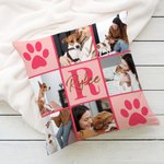 Personalisierter Mehrfarbiger Kissenbezug mit Pfotenabdruck Haustierfotos Namen Initiale Haus Deko Geburtstagsgeschenk für Tierliebhaber Besitzer