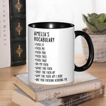 Personlig, morsomt vokabulardesign keramisk kaffekrus med navn Daglig bruk Bursdagsgave til kollega og venn