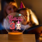 Spersonalizowany balon w chmurce Happy Birthday Kreskówka Dziecko Akrylowa lampka nocna LED z drewnianą podstawą i imieniem Dekoracja domu Prezent urodzinowy dla chłopców Dziewczynki