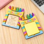 Personalized Crayon Rainbow Text and Grade Wood Sticky Note Holder with Sticky Notes Back to School Appreciation Gift for Teachers