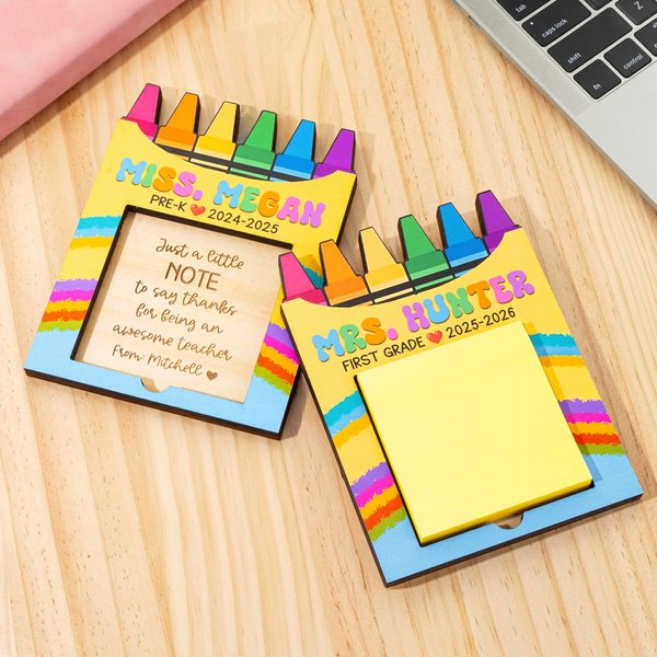Henkilökohtainen värikynä Rainbow teksti ja Grade Wood Sticky Note haltija Sticky Notes takaisin kouluun arvostus lahja opettajille