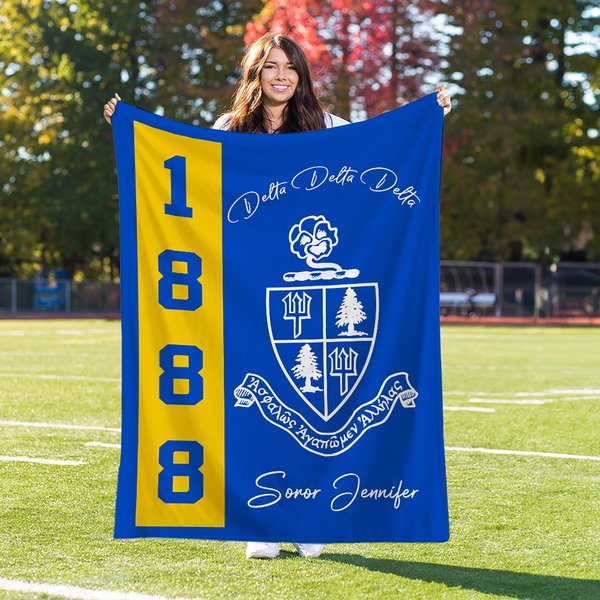Personalized Multicolor Sorority Logo Soft Throw Blanket with Name and Year Birthday Sorority Gift for Sorors | Callie × Affinity Licensing