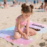 Asciugamano da spiaggia personalizzato con ragazza alla moda rapida asciugatura oversize con nome viaggio regalo per ragazze e donne