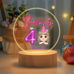 Spersonalizowany balon w chmurce Happy Birthday Kreskówka Dziecko Akrylowa lampka nocna LED z drewnianą podstawą i imieniem Dekoracja domu Prezent urodzinowy dla chłopców Dziewczynki