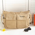 Personalized Leisure Corduroy Zipper Crossbody Tote Bag with Embroidered Name and Multiple Pockets Travel Accessories Birthday Gift for Family Friends