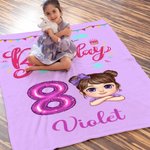 Gepersonaliseerde ballon nummer Happy Birthday Cartoon Kid zachte deken met naam Home Decor Verjaardagscadeau voor jongens meisjes