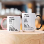 Personlig, morsomt vokabulardesign keramisk kaffekrus med navn Daglig bruk Bursdagsgave til kollega og venn
