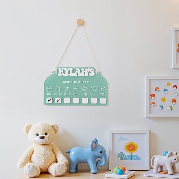 Personalized Multicolor Acrylic Bedtime Routine Chart Kid Daily Checklist with Name Home Decor Birthday Gift for Boys Girls