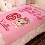 Gepersonaliseerde ballon nummer Happy Birthday Cartoon Kid zachte deken met naam Home Decor Verjaardagscadeau voor jongens meisjes