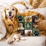 Personalisierter Mehrfarbiger Kissenbezug mit Pfotenabdruck Haustierfotos Namen Initiale Haus Deko Geburtstagsgeschenk für Tierliebhaber Besitzer