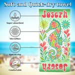 Spersonalizowany ręcznik plażowy z imieniem Żółw Konik Morski Wieloryb Delfin Szybkoschnący ręcznik plażowy z imieniem Letnie wakacje Akcesoria Prezent urodzinowy dla przyjaciela rodziny