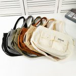 Personalized Leisure Corduroy Zipper Crossbody Tote Bag with Embroidered Name and Multiple Pockets Travel Accessories Birthday Gift for Family Friends