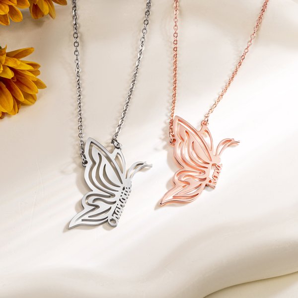 Personalised Butterfly Necklace with Name Dainty Jewellery Birthday Anniversary Gift for Women