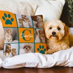 Personalisierter Mehrfarbiger Kissenbezug mit Pfotenabdruck Haustierfotos Namen Initiale Haus Deko Geburtstagsgeschenk für Tierliebhaber Besitzer