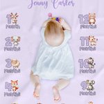 Personalized Cute Animal Monthly Milestone Blanket with Name Photo Prop Birthday Baby Shower Gift for Newborns