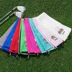 Personalized Embroidered Golf Ball Flower Absorbent Golf Towel with Text and Hanging Clip Game Day Birthday Gift for Golf Player Lover